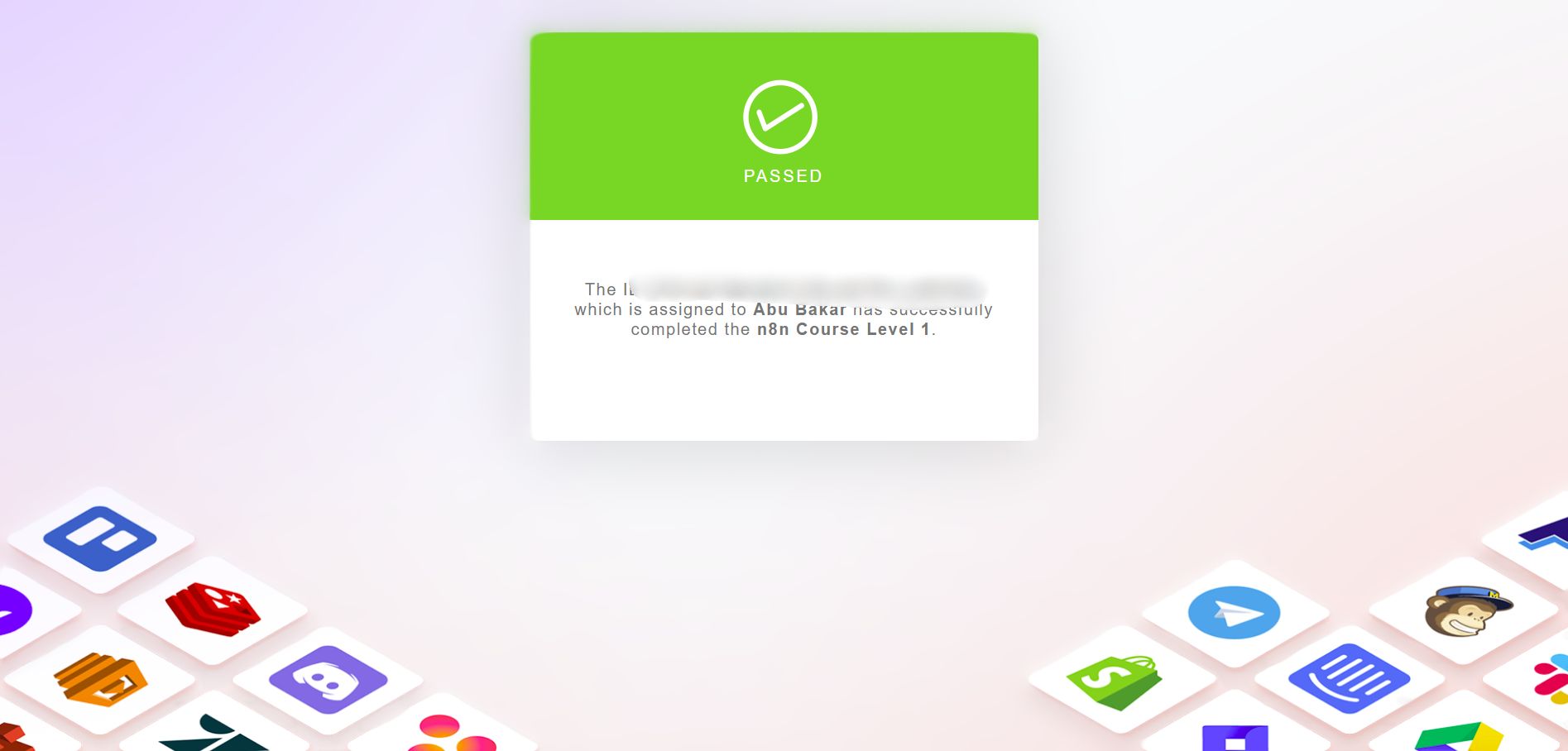 n8n Course Level 1 certificate